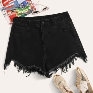 SHEIN: High-Waisted Black Fringe Shorts
